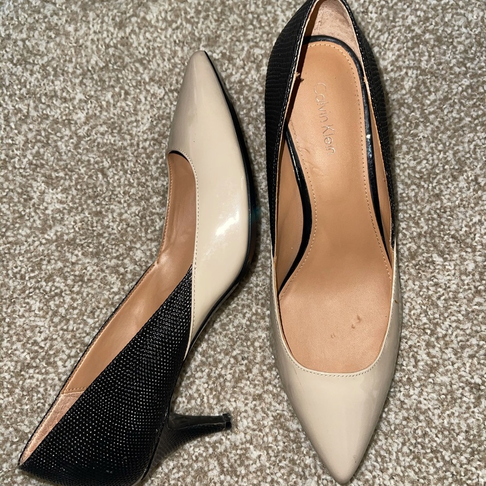 CK pointed toe kitten heels